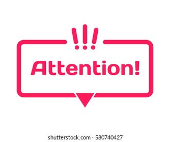 Attention template dialog bubble in flat style on white background. Basis with exclamation point icon for various word of plot. Stamp for quotes to cards, banners, labels, notes, blog article. Vector