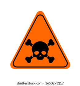 Attention toxic hazard orange element. Skull, crossbones. Warning sign. Pictogram for web page, mobile app, promo. UI UX GUI design element.