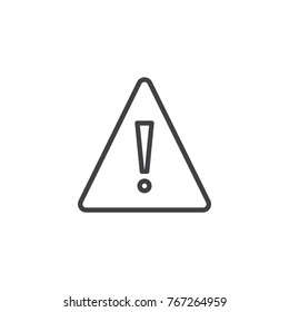 Attention triangle line icon, outline vector sign, linear style pictogram isolated on white. Exclamation danger sign symbol, logo illustration. Editable stroke