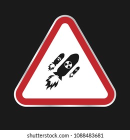 attention triangle sign and atom bomb icon. Nuklear war symbol.Vector illustration