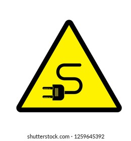 attention triangle sticker electric plug isolated