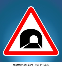 Attention tunnel ahead. Vector road sign