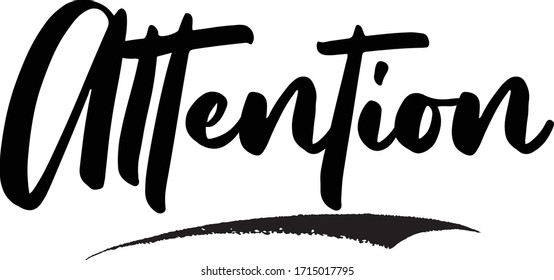 Atención Typografía Frase en fondo blanco. 