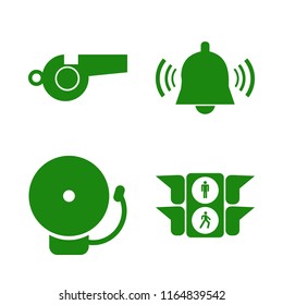 attention vector icons set. with school bell, whistle and traffic signs in set