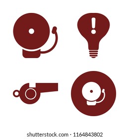 attention vector icons set. with attention sign bulb, whistle and school bell in set