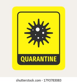 Atención virus, ícono de célula bacteriana, signo. Zona de cuarentena y peligro. Enfermedad pandémica, protección de la propagación, aviso de infección. Virus Corona. Ilustración vectorial.