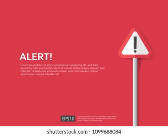 attention warning alert sign banner with exclamation mark symbol. concept for danger on Internet, technology, VPN Security protection. Background vector illustration.
