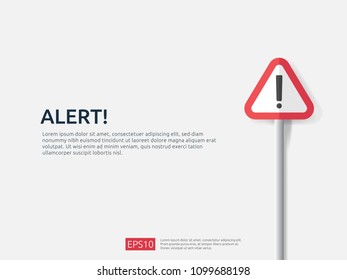 attention warning alert sign banner with exclamation mark symbol. concept for danger on Internet, technology, VPN Security protection. Background vector illustration.