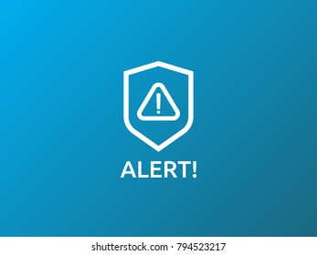 attention warning alert sign with exclamation mark symbol. shield line icon for Internet VPN Security protection Concept vector illustration.