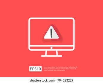 attention warning alert sign with exclamation mark symbol. shield line icon for Internet VPN Security protection Concept vector illustration.