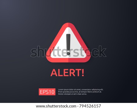 attention warning alert sign with exclamation mark symbol. shield line icon for Internet VPN Security protection Concept vector illustration.