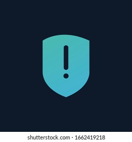 attention warning attacker alert shield sign with exclamation mark. beware alertness of internet danger symbol. shield line icon for VPN. Security protection Concept. vector illustration.