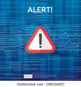 attention warning attacker alert sign with exclamation mark. beware alertness of internet danger symbol. shield line icon for VPN. Technology cyber security protection concept. vector illustration.