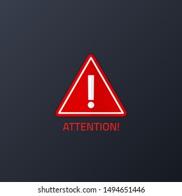 attention warning attacker alert sign with exclamation mark. beware alertness of internet danger symbol. shield line icon for VPN. Cyber security protection concept. vector illustration. eps10