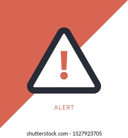 Attention warning attacker alert sign with exclamation mark. beware alertness of internet danger symbol. Concept of flat icon