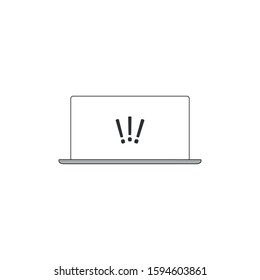 attention warning attacker alert sign with exclamation mark on computer monitor screen. beware alertness of internet danger symbol icon.