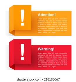 Attention and warning banners with exclamation mark, vector eps10 illustration