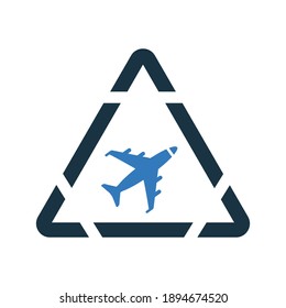 Attention, warning, caution, airport danger icon. Glyph vector isolated on a white background.