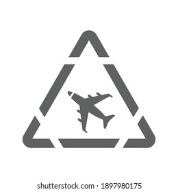 Attention, warning, caution, airport danger icon. Gray color design.