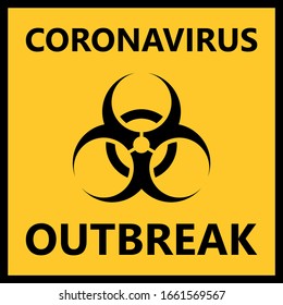 Attention Warning COVID-19 Biological hazard sign, Novel corona virus disease, Novel corona virus 2019-nCoV outbreak with black biohazard symbol on yellow background. Virus Pandemic Protection Concept