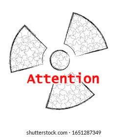 Attention .Warning scene with nuclear reactor.Nuclear war.Explosion.