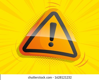 attention warning sign with comic background vector illustration