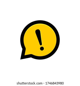 Attention warning sign exclamation mark icon in vector yellow chat bubble