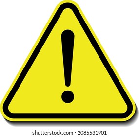 Attention warning sign with exclamation mark. Yellow triangular vector Illustration on white background