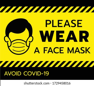 Attention Warning Sign Please Wear Mask Stock Vector (Royalty Free ...