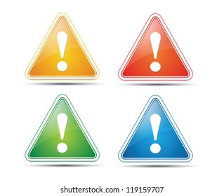 Attention Warning Signs for web on white background