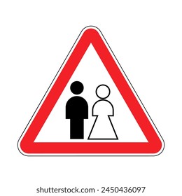 Attention Wedding. Red road sign. Caution marriage Newlyweds