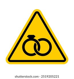 Achtung Hochzeitsschild. Achtung Zwei Ringe Hochzeits-Symbol