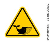 Attention Whale. Yellow prohibitory road sign. Danger of Whales . Vector illustration
