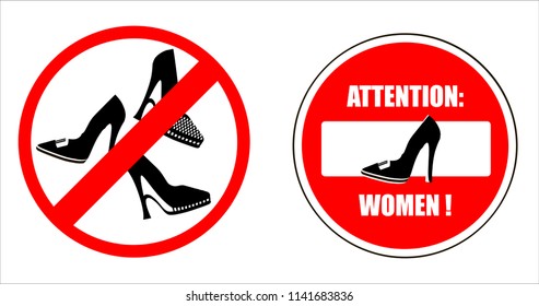 ATTENTION: women. Prohibiting sign, sticker, sign for public places.Web and digital design.