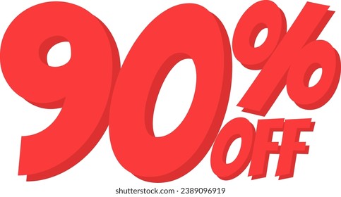 Attention-grabbing 90% off sign with large red letters. This sign can be used to grab the attention of customers and promote sales or special offers.