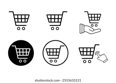 Attention-grabbing icons for grocery service promotions, Unique shopping cart visuals for customer experience enhancement, discount, shopping bag, customer, merchandise, essentials, delivery, inventor