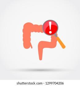 Attention.Pain in large intestine. Vector illustration flat design