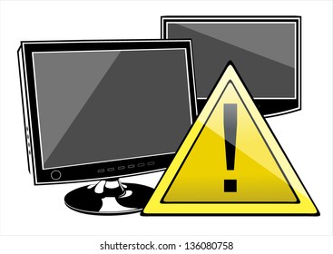 Attentions sign on LCD screen