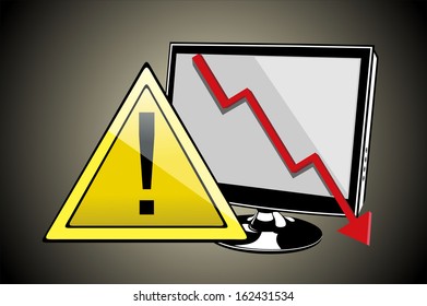 Attentions sign on LCD screen
