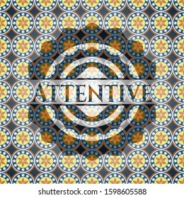Attentive arabic badge background. Arabesque decoration.