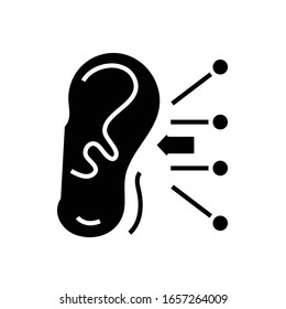 Attentives Ohrschwarz-Symbol, Concept-Illustration, Vektorillustration-Flachsymbol, Glyph-Zeichen.