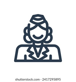 Attentive Flight Attendant Crew Vector Icon Illustration
