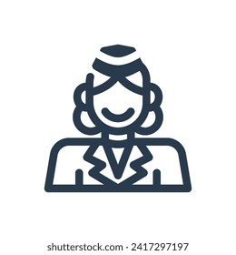 Attentive Flight Attendant Crew Vector Icon Illustration