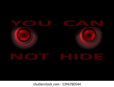 Attentive, piercing eyes. Permanent control and attention. Vector illustration