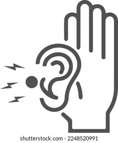 Attentively ear listen icon, hearing icon black vector