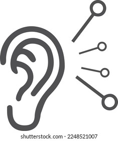 Attentively ear listen icon, hearing icon black vector