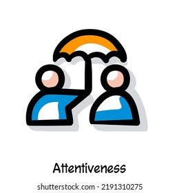 Attentizielles Schreien, Zeichnen von visuellen Notizen Symbol. Minimale Vektorgrafik. Bearbeitbare Umrisse, Farbe, Schatten. Symbol für Infografiken leicht von Hand neu zeichnen