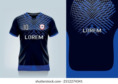 attern design, illustration, textile background for sports t-shirt, football jersey shirt mockup for football club. consistent front view