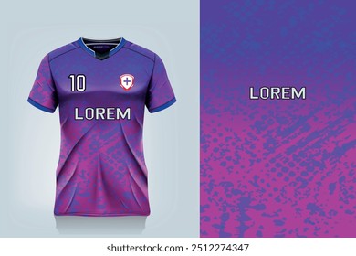 attern design, illustration, textile background for sports t-shirt, football jersey shirt mockup for football club. consistent front view