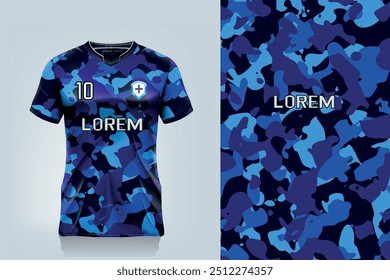 attern design, illustration, textile background for sports t-shirt, football jersey shirt mockup for football club. consistent front view